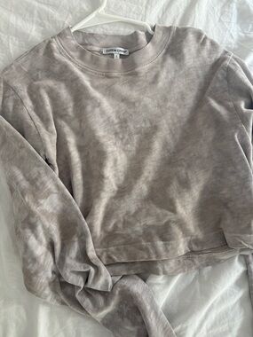 Cotton Citizen Light Taupe Tie-Dye Cropped long sleeve shirt - small
